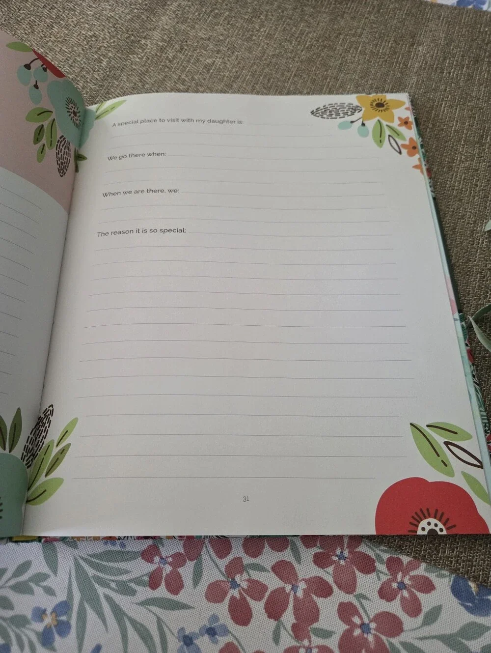 Mother and Daughter Journal — Floral Green and Pink Keepsake Notebook